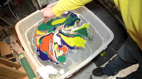Magical swirling paint on marble surface